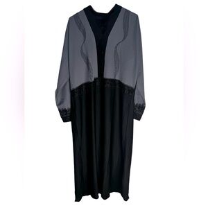 Elegant Black & Gray Abaya - Size 58 (US Size 3XL)
